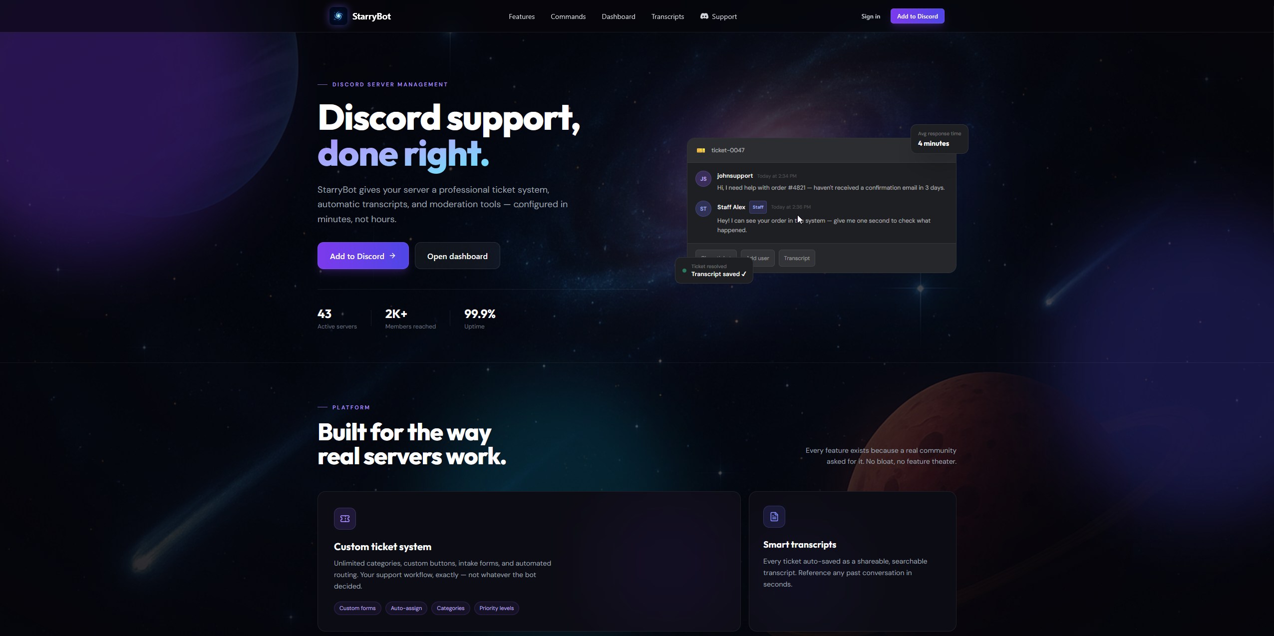 Starrybot website screenshot