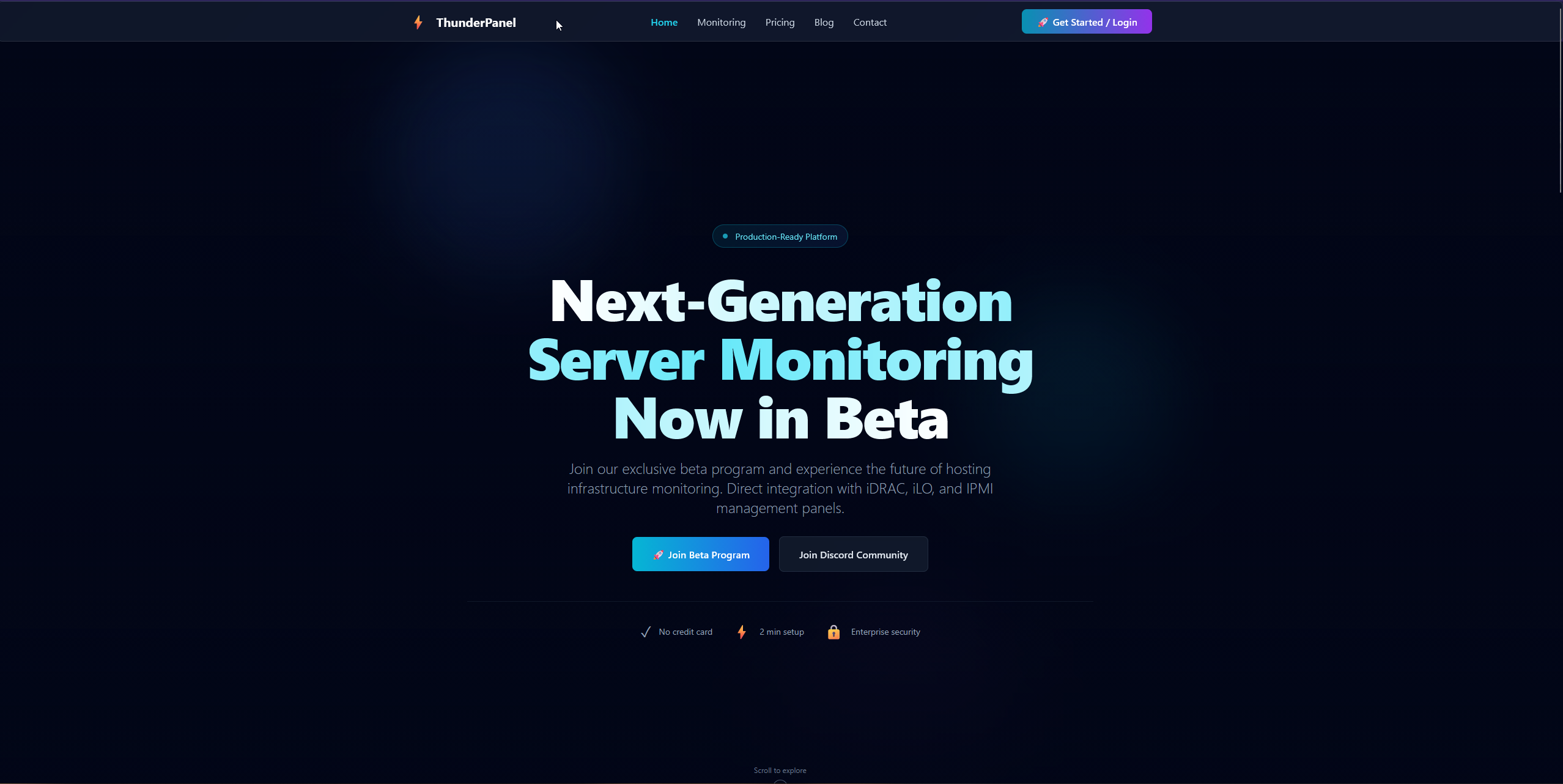 Thunderpanel website screenshot